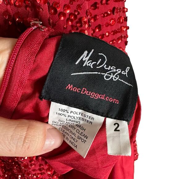 MAC DUGGAL 10711 Red One Shoulder Sequin Gown Women's Size 2 NWT - Picture 9 of 11